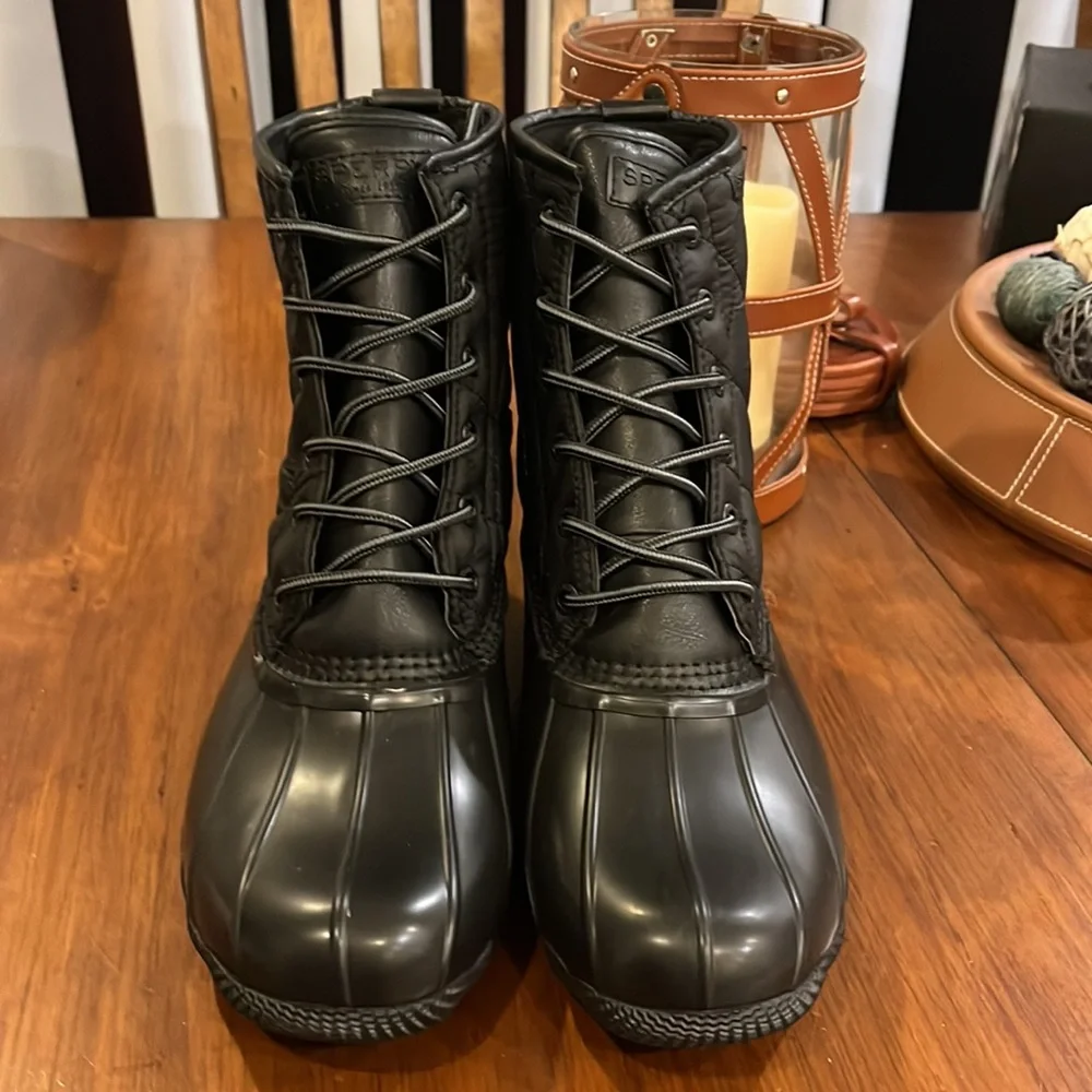 Sperry Saltwater Duck Nylon Boots black new Mens Size 10